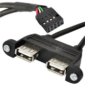 25 см Панельное крепление с двумя USB портами 2 0 A 10P 1 кабель для материнской платы