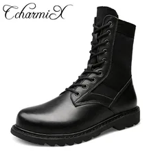 CcharmiX/большие размеры; мужские ботинки из натуральной кожи; мужские военные ботинки-дезерты; мужские зимние уличные теплые ботинки; Мужская обувь до середины икры