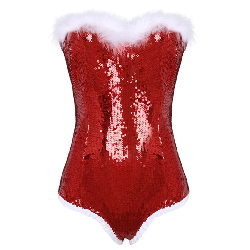 Костюмы на год и Рождество для женщин, сексуальные костюмы Санты для косплея, с открытыми плечами, на спине, на шнуровке, нижнее белье, боди, клубная одежда