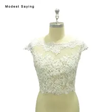 Реальный элегантное кружево цвета слоновой кости бисером свадебные болеро белый Кепки, свадебных торжеств и вечеринок кофта с застежкой на пуговицы Аппликация Свадебные аксессуары B9