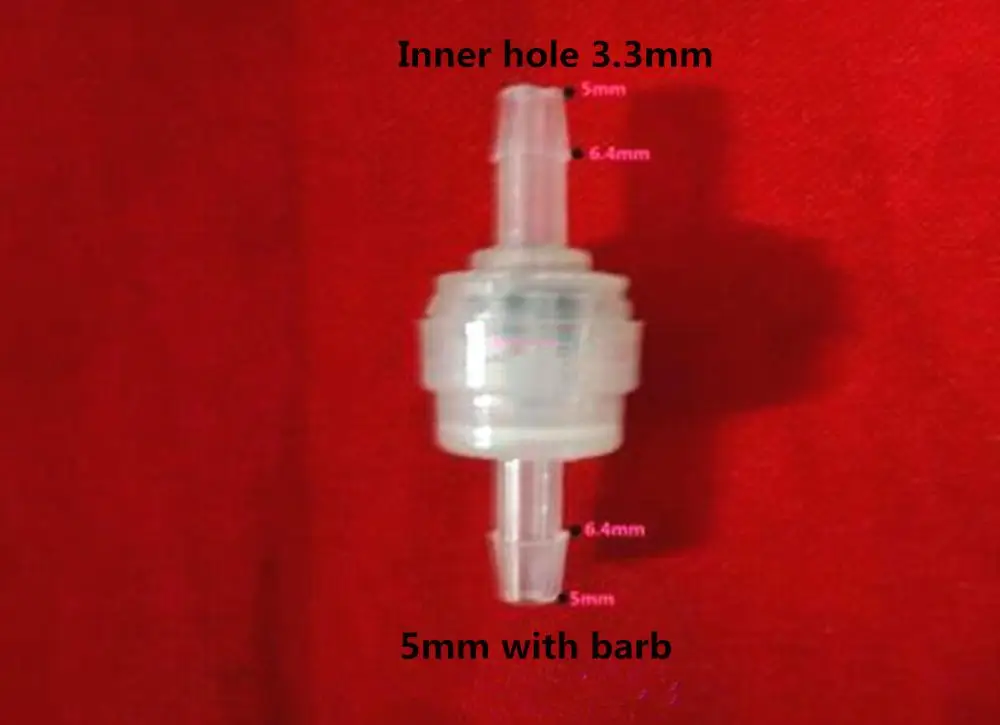 5 шт. Пластик анти-масла озона обратный клапан задвижка воды с пружиной, прозрачный, давление клапан 3/4/4,5/5/6/7/8/12 мм - Цвет: 5mm with barb