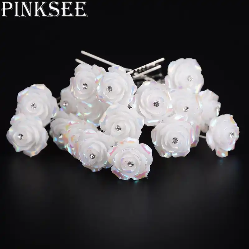 20pcs Set Wedding Bridal Hair Accessories Shiny White Flower Hair