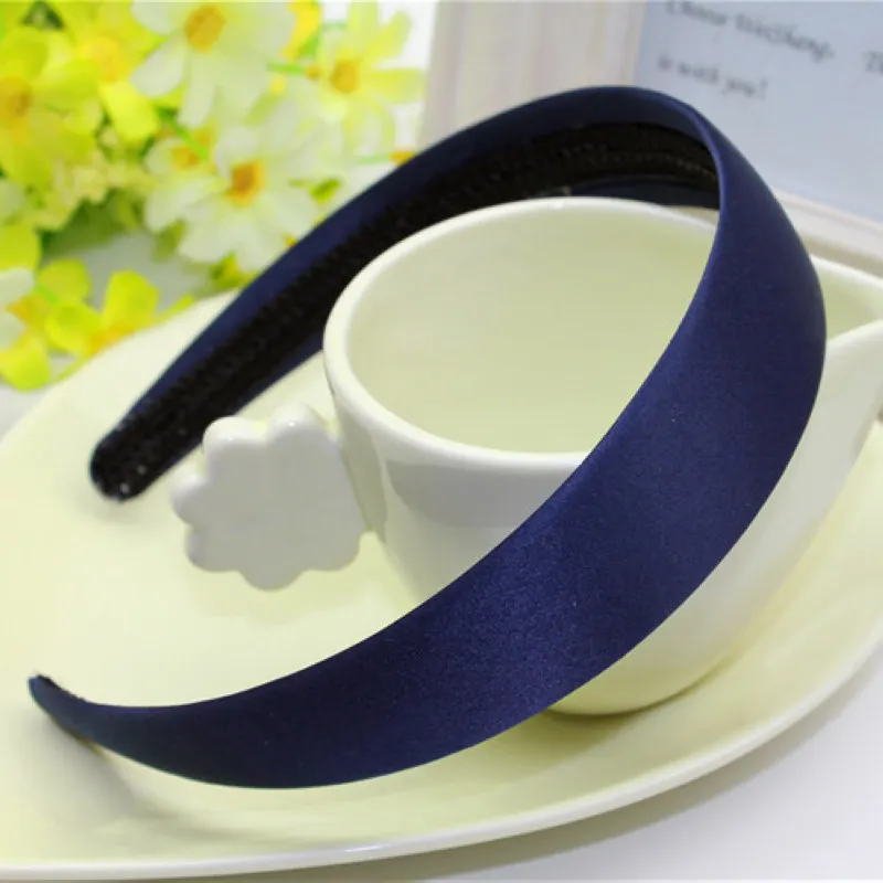 New Women Plain Satin Look Fabric Covered Headband Alice Hair Hairband Head Band