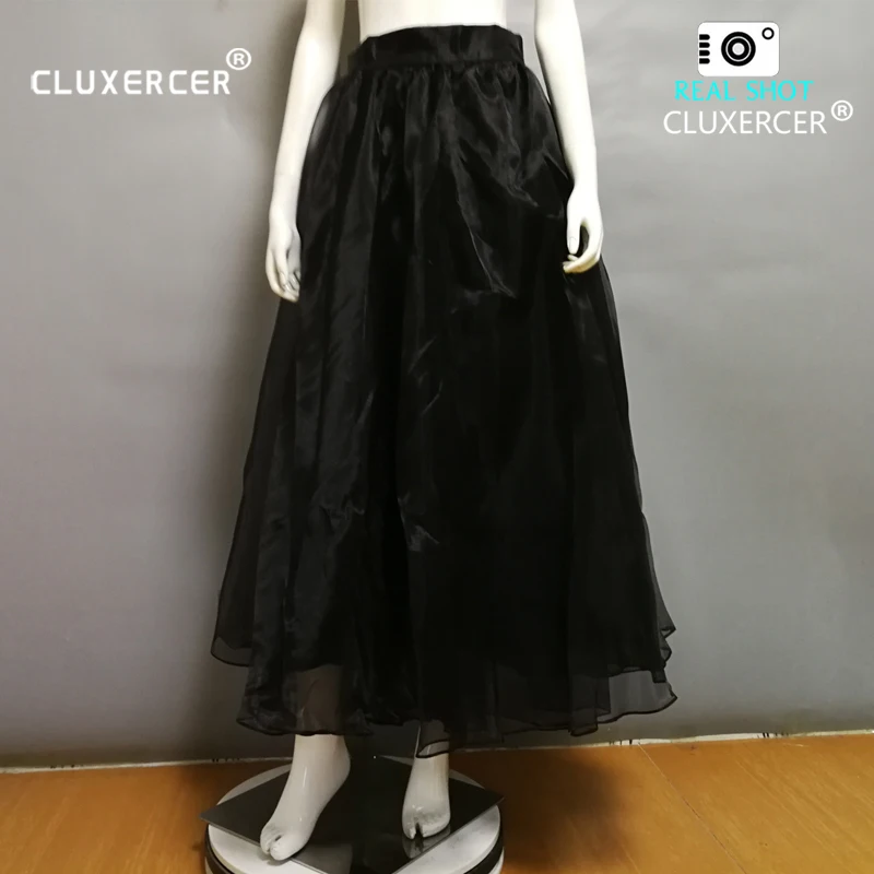 Бренд cluxercer, Высококачественная Женская длинная юбка из органзы, серые юбки в пол, многослойная длинная юбка из тюля, юбка макси