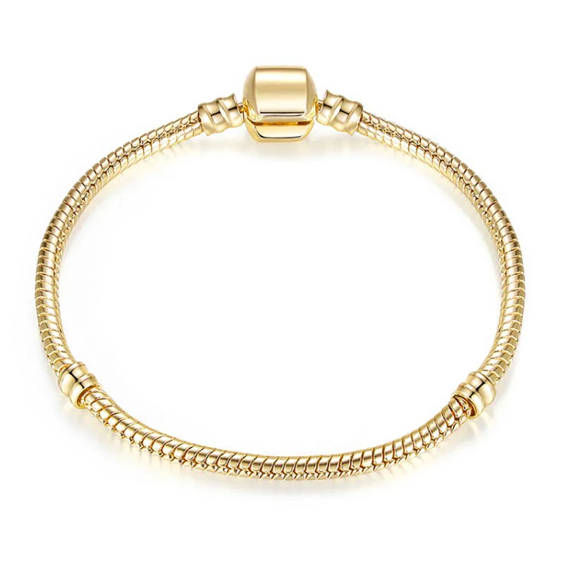 Bracelet Jewelry BAOPON Rose Gold Color Snake Chain Charm Bracelet Fit Original Beads Brand Bracelet Jewelry Gift For Women