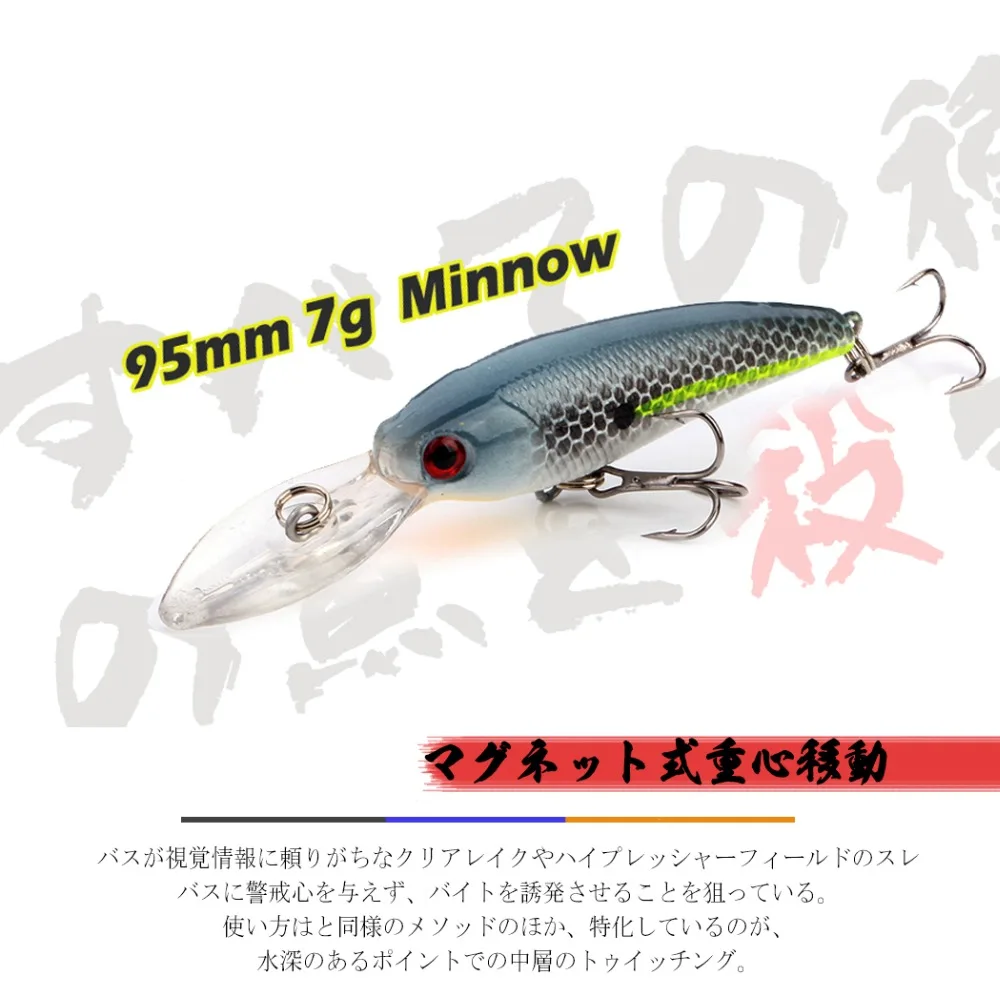  Professional Quality 9.5cm 7g Fishing Lure Wobblers Minnow Crank Crankbait Fish Lure Swim Spinner B