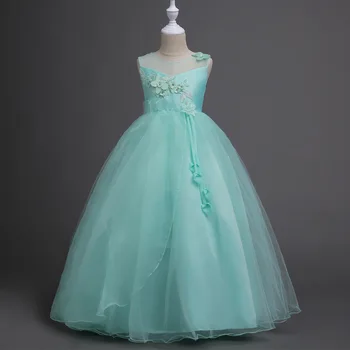 

Cheap Flower Girl Dresses Under 20 Solid Color Tulle Flower Design Ball Gown Communion Accessories Girls Christmas Party Dress