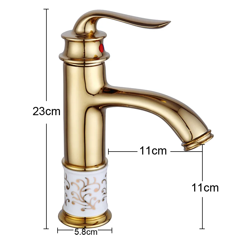 Золотой кран для раковины ванной комнаты с одной ручкой смеситель для раковины кран античная латунь горячая холодная вода на бортике
