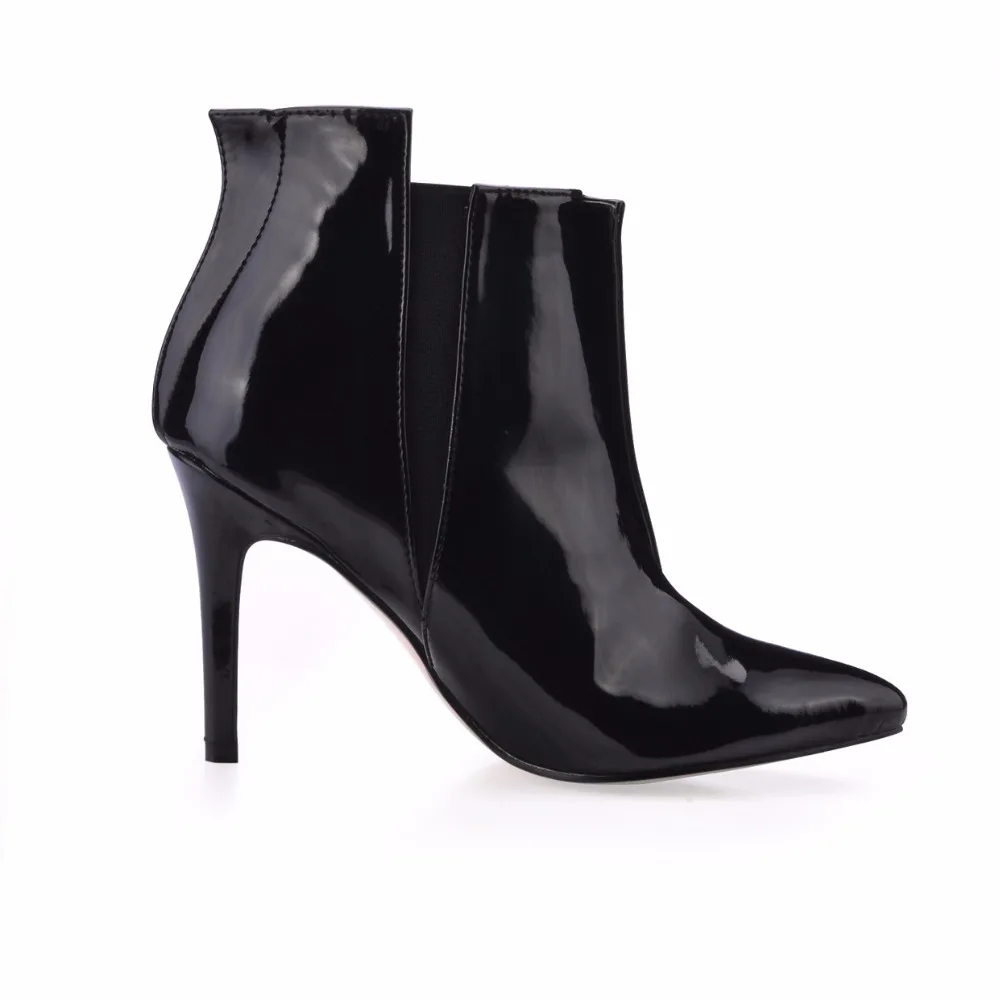 

2019 Special Offer Real Rubber Sapatos Mulher Boots Fashion Patent Pointed Toe High Heel Ankle Boots Sexy Shoes For 70887bt-g