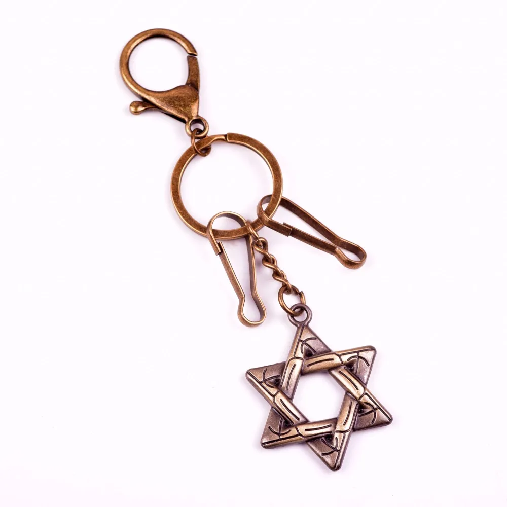 Unique Casual Bronze Hexagram Key Chains Lucky Retro Keychains David