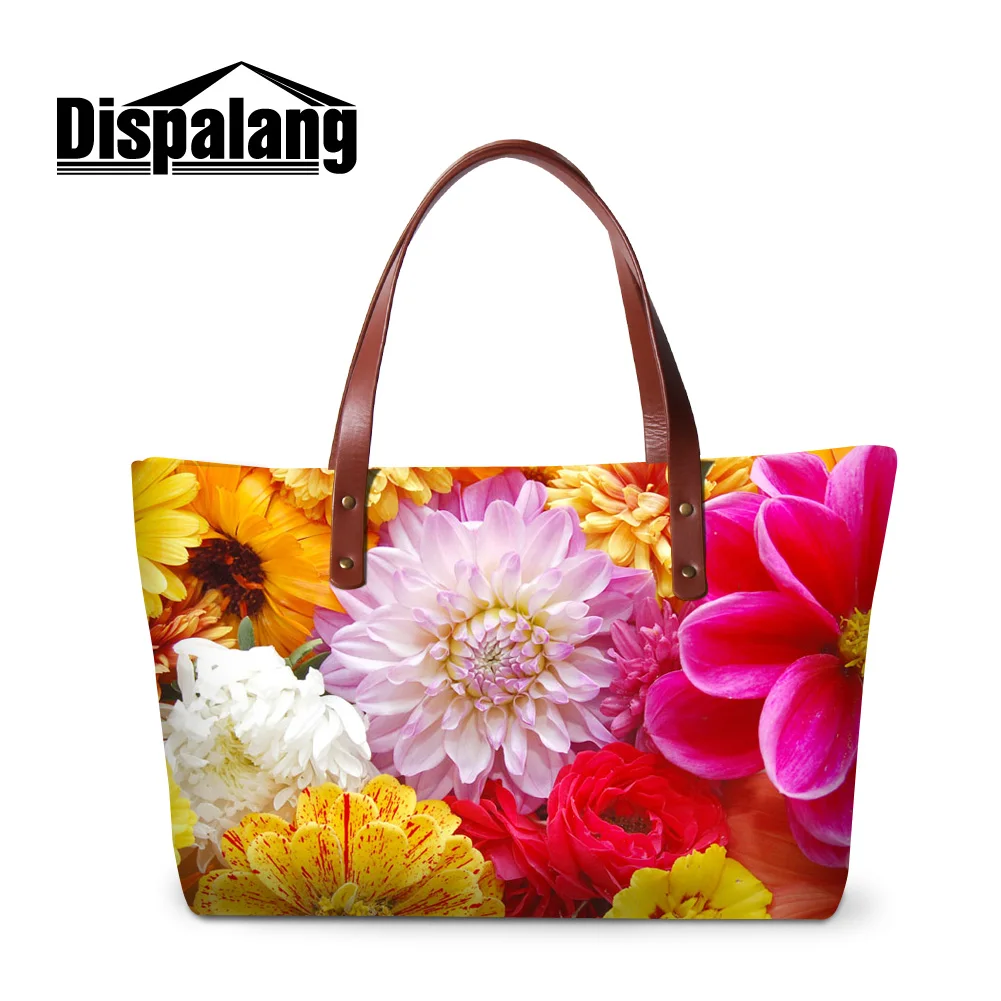 Dispalang beautiful floral print handbag girls lovely flower totes bag