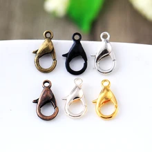 100 pçs/lote 12*6mm Antique Bronze Copper KC Ouro Branco K Preto Chapeado Liga de Zinco Colar de Fecho Da Lagosta pulseira Acessórios 302
