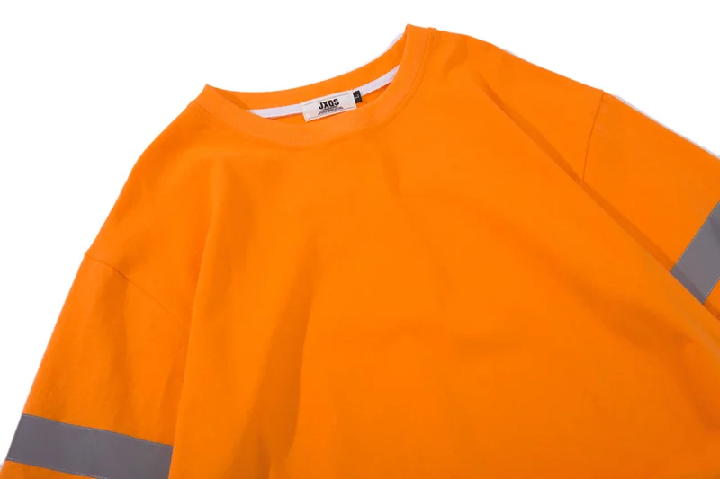 Уличная одежда с коротким рукавом Футболка мужская светоотражающая лента 3M в стиле «хип-хоп» хлопчатобумажная футболка летние повседневные Харадзюку японский Топы; футболка