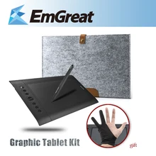 Wholesale Huion H610 Pro 10x 6.25″ 5080 LPI Art Graphics Drawing tablet tableta grafica +Anti-fouling Golve +15″ Wool Felt Liner Bag Cover