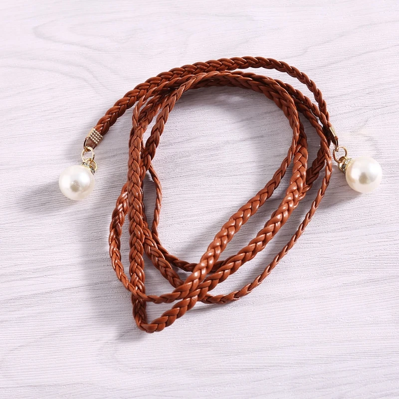 Pearl Knited Belt New Womens Belt New Style Hemp Rope Braid Female