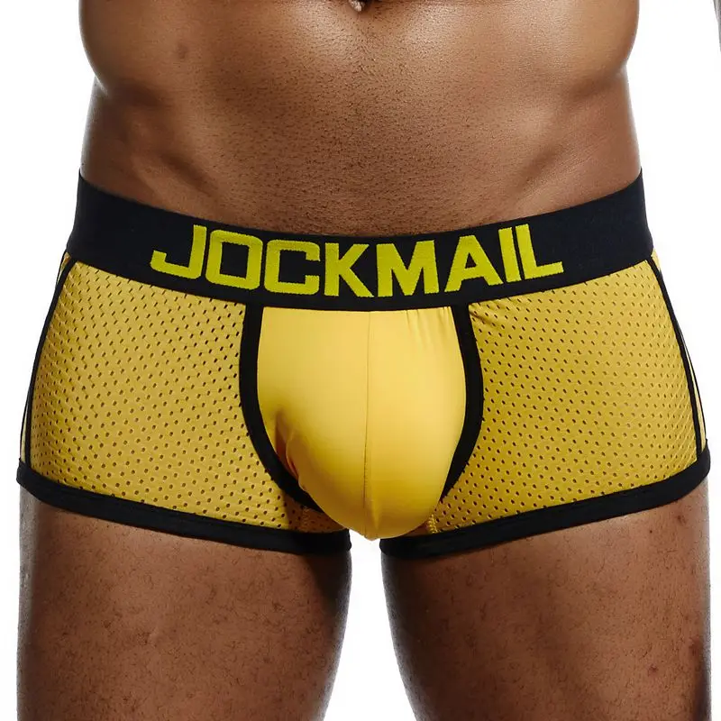 JOCKMAIL, фирменные боксеры, мужское нижнее белье, сексуальные сетчатые u-образные подштанники, Cueca, хлопковые трусы, трусы-боксеры, мужские трусики для геев