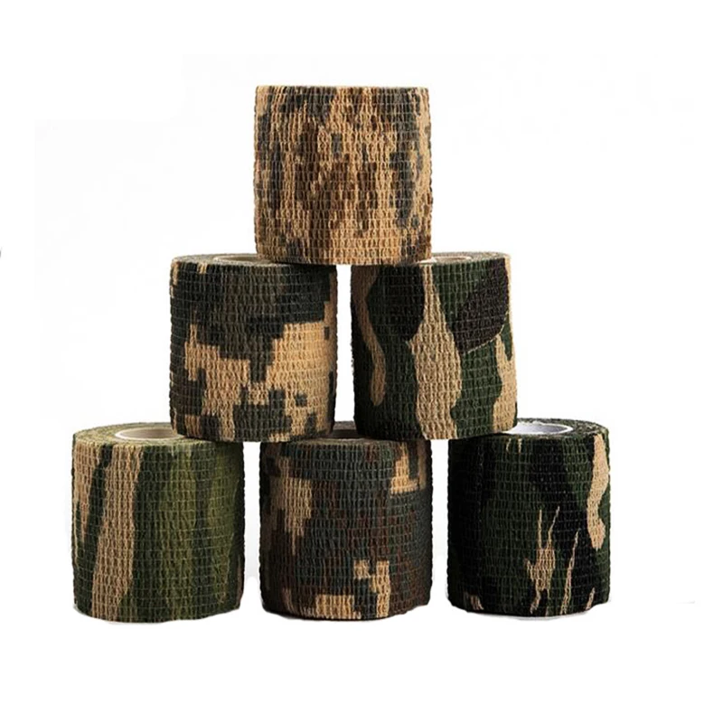 Image 6 Rolls Self adhesive Non woven 5cmx4.5m Camouflage Wrap Rifle Hunting Shooting Cycling Tape Waterproof Camo Stealth Tape