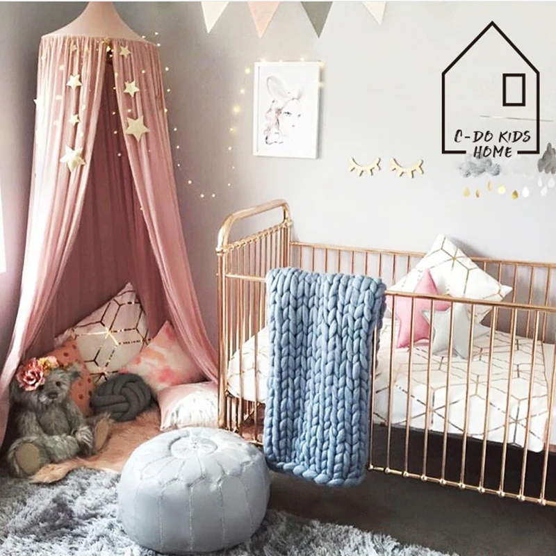

Canopy Bed Curtain Baby Hanging Tent Crib Children Room Decor Play House Tents for Kids Round Hung Dome Mosquito Net Bed Valance