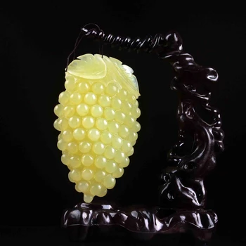 

Antique Chinese natural green jade carved Grape sculpture,wonderful design,Hand-carved,best adornment&collection,free shipping