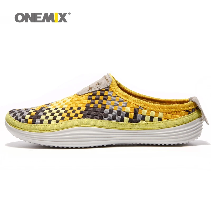

Onemix Men's running shoes summer breathable weaving walking shoes outdoor candy color lazy womens shoes