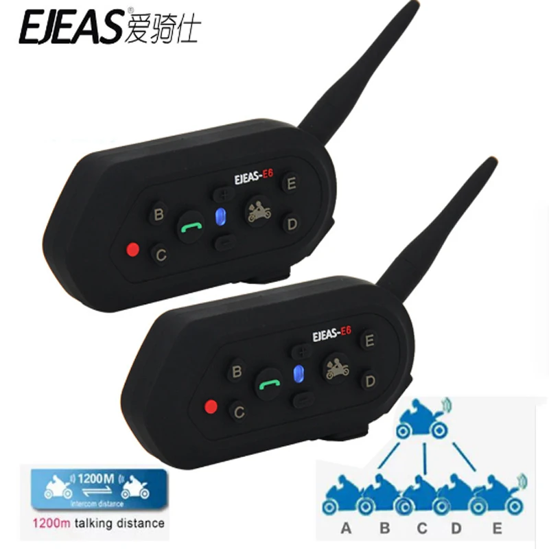 2 pcs EJEAS E6 Motorcycle VOX Headset Helmet Interphone
