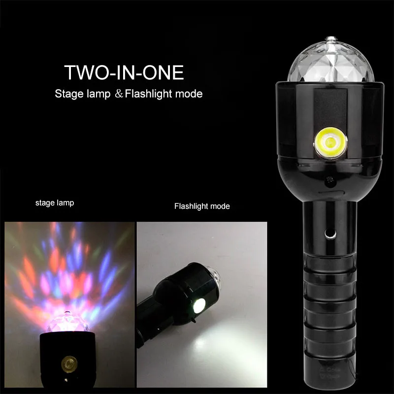 

2 in 1 Novelty Colorful Crystal LED Stage Effect Light Dj Disco Party Decoration Laser Projector Lamp + Flashlight Torch Lamp