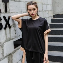 Новинка лета, Европейская и американская женская футболка с круглым вырезом, свободная лента, смешанные цвета, женская футболка с коротким рукавом