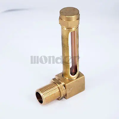 

1/4" BSP Male 80mm Length Lube Devices Elbow Brass Oil Liquid Level Indicator Sight Glass For Lathes Sump