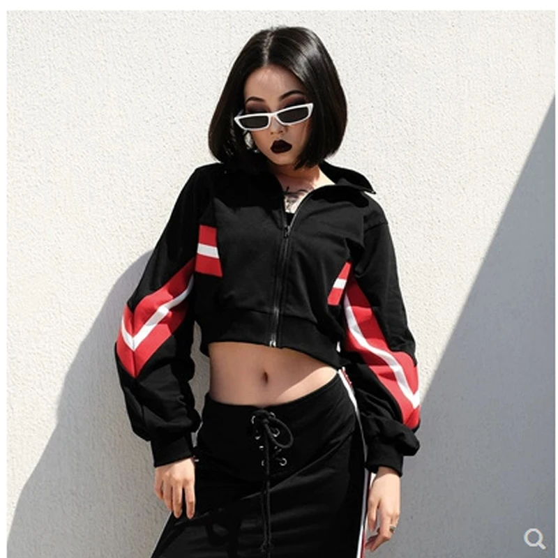

Spring 2019 Sudadera Mujer Corta Longsleeve Fashionable Striped Leisure Coat Women Riverdale Sweatshirt