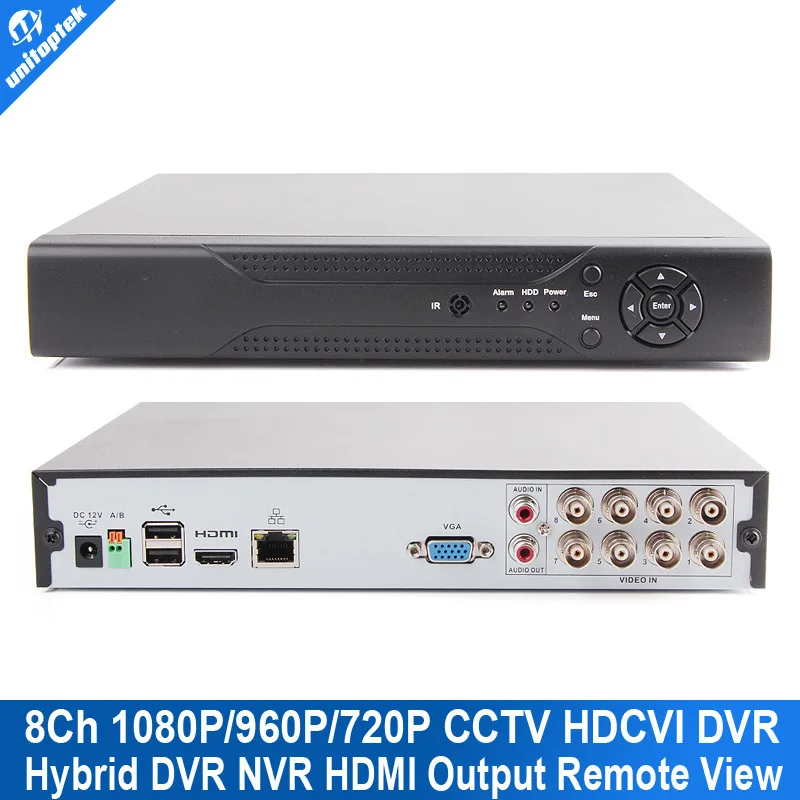  8 channel HDCVI DVR Supports 8CH 1080P/720P Real-time Recording Remote View Hybrid NVR HD-CVI CVI For HD CVI Camera Max To 4TB 