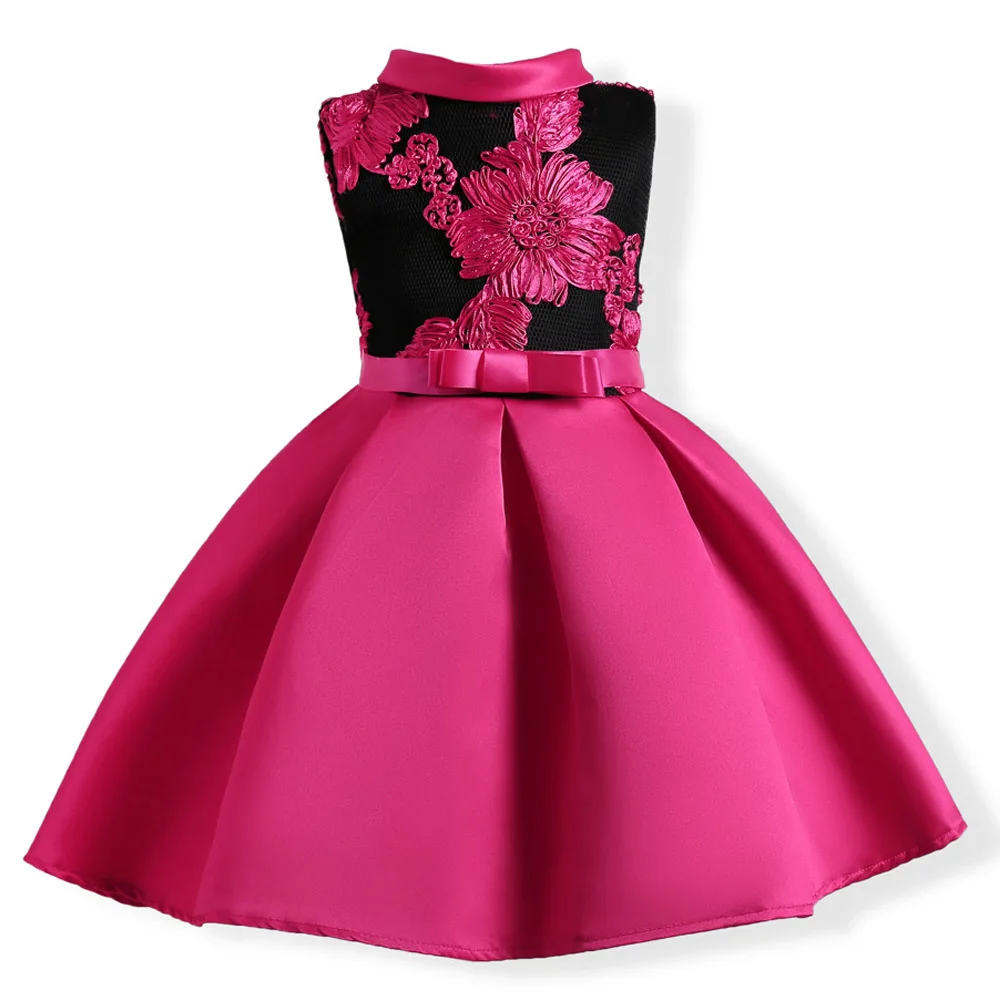 Платье принцессы в полоску для маленьких девочек; праздничное платье принцессы для девочек; детское рождественское платье; Abito da sposa; детское платье для девочек; костюм - Цвет: rose Red
