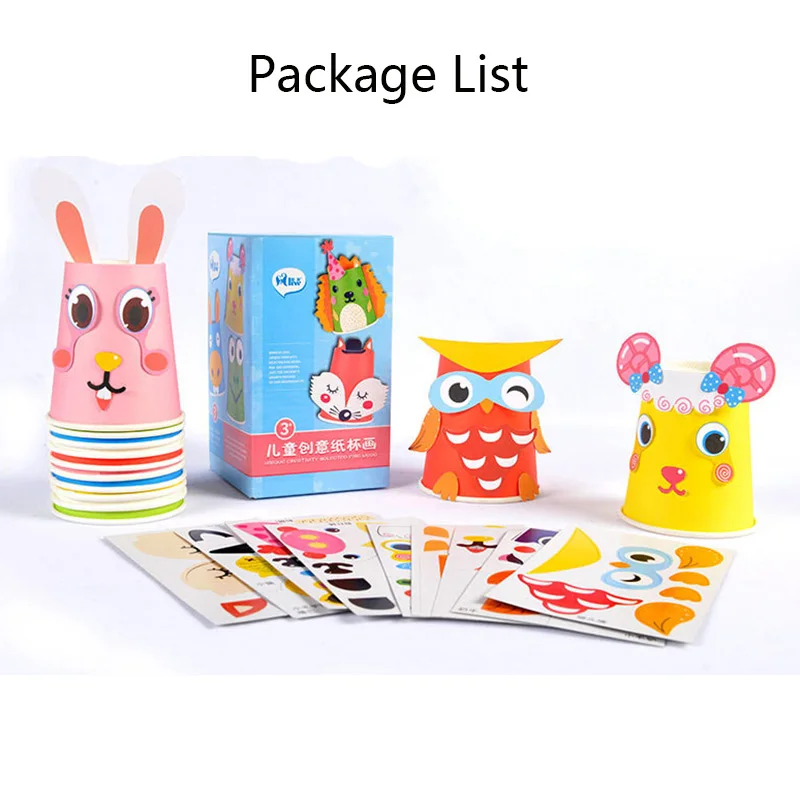 12pcs/set Paper Cups Diy Children Crafts Toys Cartoon Animal Creative  Stickers Painting Educational Toys For Kids Gift - Craft Toys - AliExpress