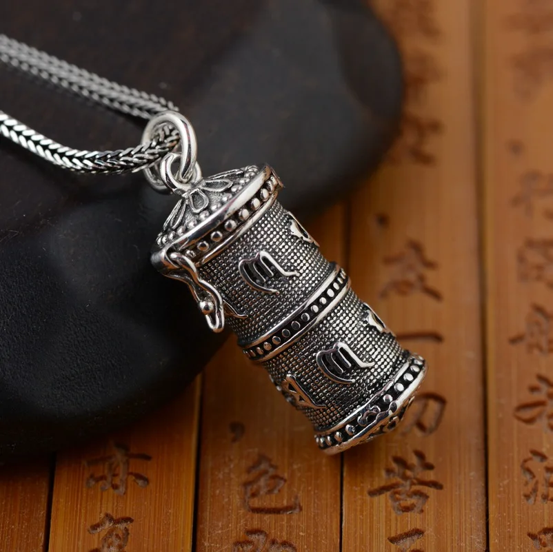 

Honk black box pendant S925 Yintai silver wholesale buddhist mantra Archaize six words