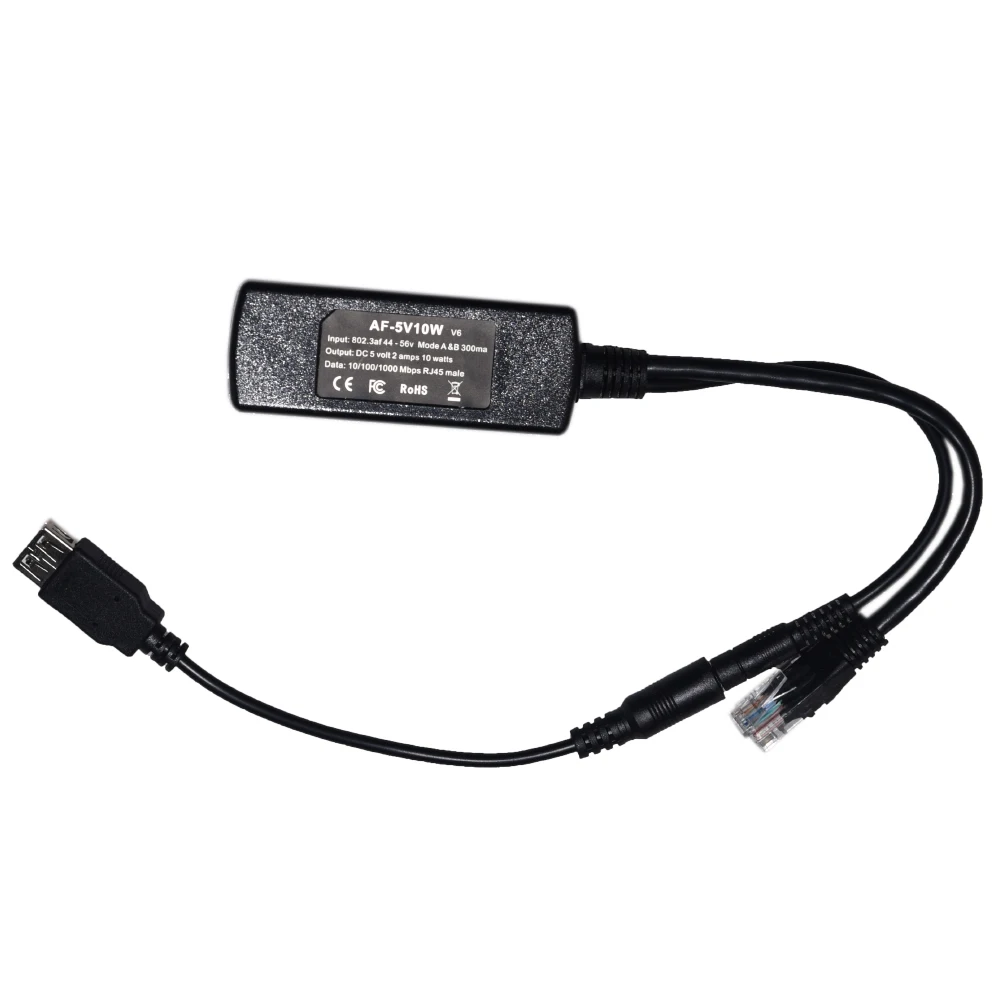 

Gigabit PoE Splitter 10 watt Power 5 volt for up to 100 meters: AF-USB