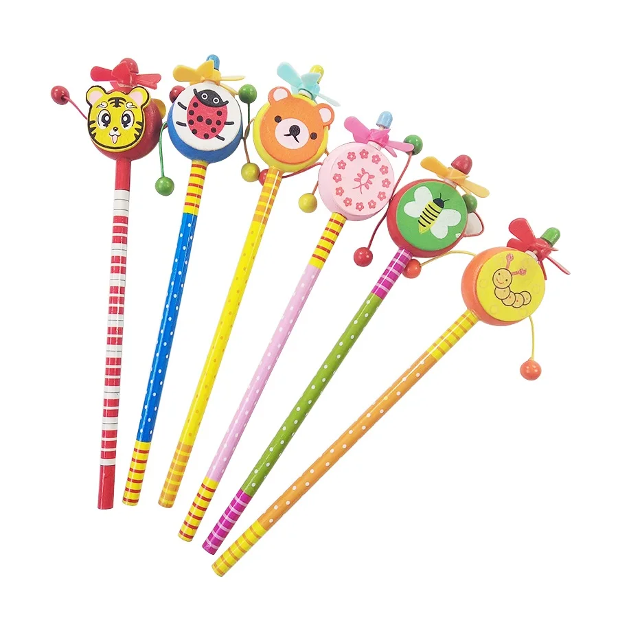 

24 Pcs/lot Windmill Animal Doll Designs Party Favors Small Gift Wooden Write Supply For Children Cute HB Pencil Gift For Weeding