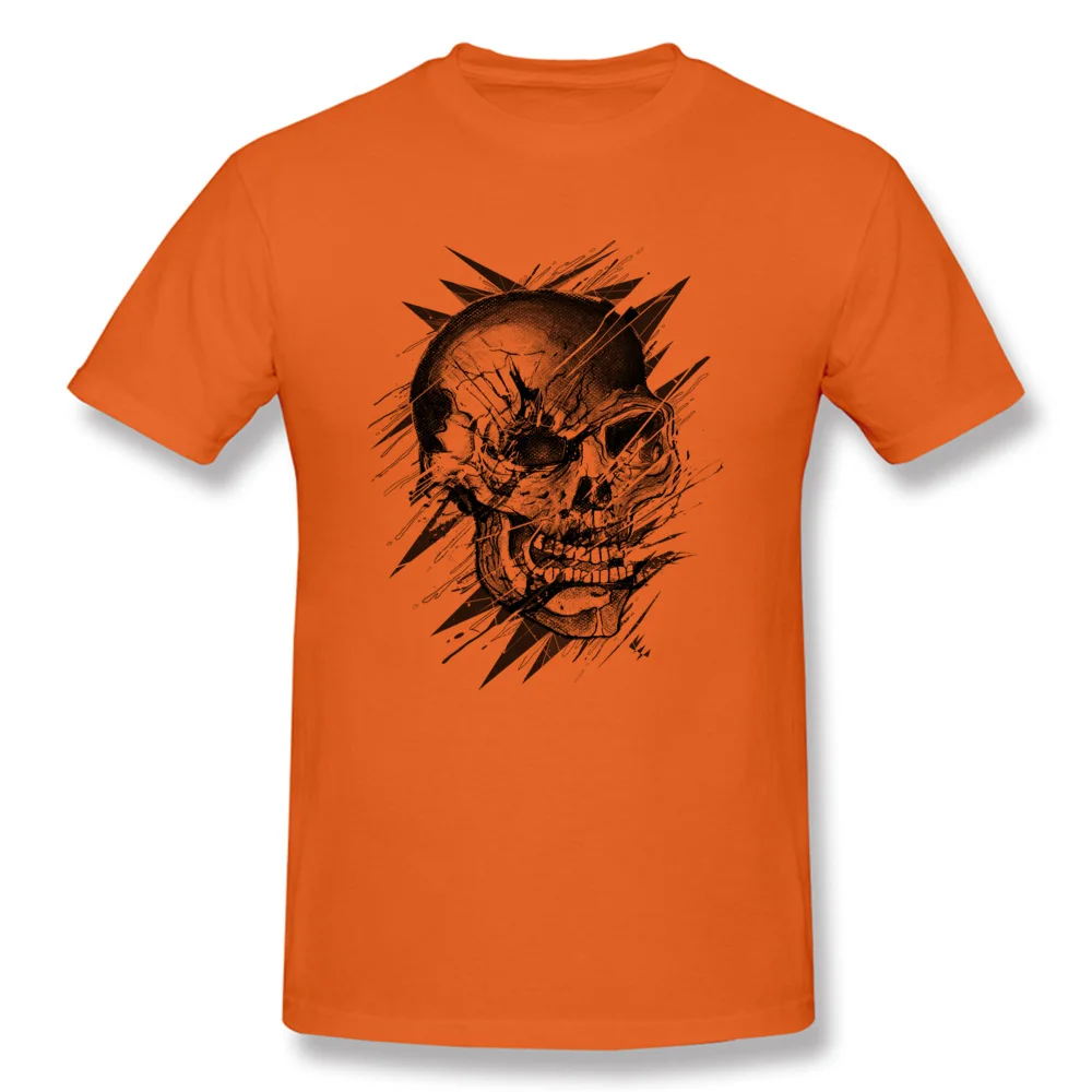 Geek Skulls Not Dead Round Collar Top T-shirts NEW YEAR DAY Tops Shirt Short Sleeve for Men Cute 100% Cotton Design T-shirts Skulls Not Dead orange