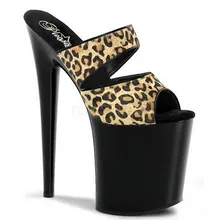 2016 Sexy Leopard Print 20cm Temptation Slippers Ultra High Thin Heels Platform 8 Inch Shoes Sexy Stripper Shoes