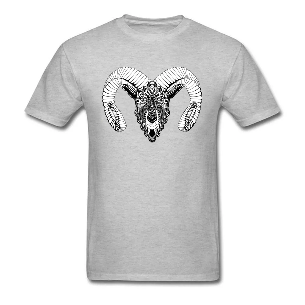 Aries with horns Simple Style Summer/Fall 100% Cotton Round Collar Men's Tops Shirts Design Tshirts Funky Short Sleeve T-shirts Aries with horns grey