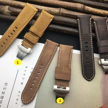 Ретро Crazy horse Натуральная кожа коричневый 24 мм ремешок для Panerai ремешок для PAM441 Браслет Бабочка Пряжка ремешок для часов инструменты