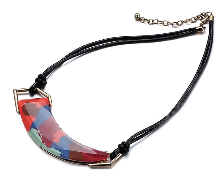 Geometric resin painted necklace black rope chokers necklaces new winter women trendy enamel statement necklace eManco