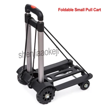 

Aluminum Alloy Foldable 4 Wheels Mini Travel cart Trolley Cart Household Fold Shopping Cart Small Pull Cart 1pc