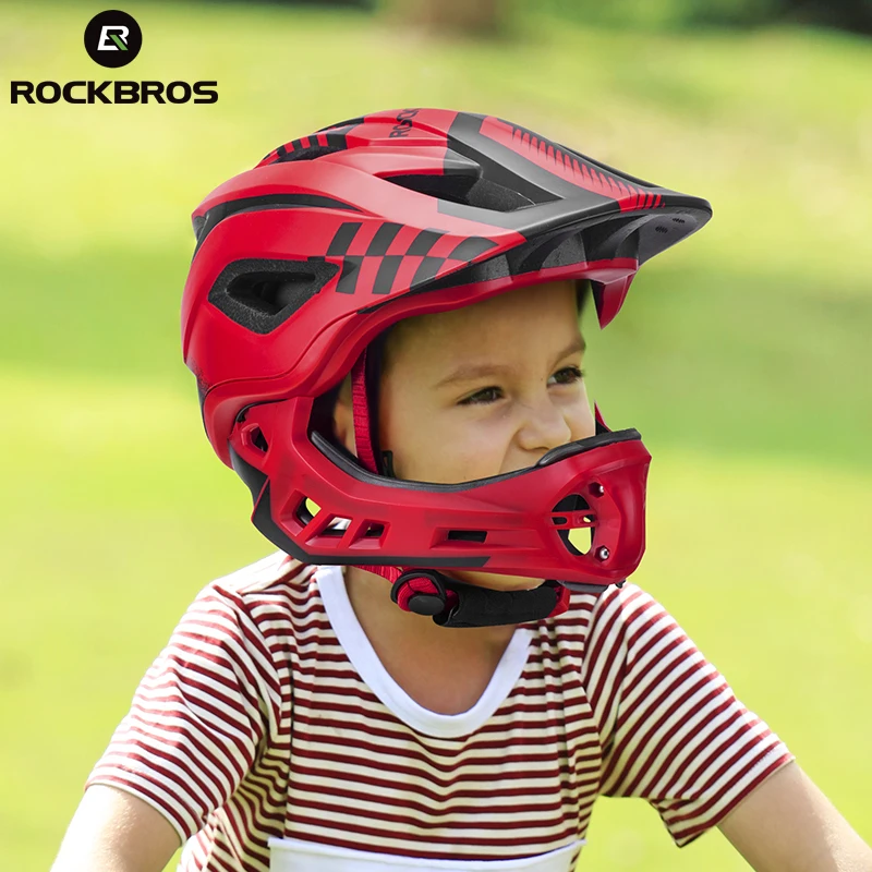 ROCKBROS Bambino Ciclismo Casco Kids Casco completa rimovibile Rosso Taglia M 53-58cm 