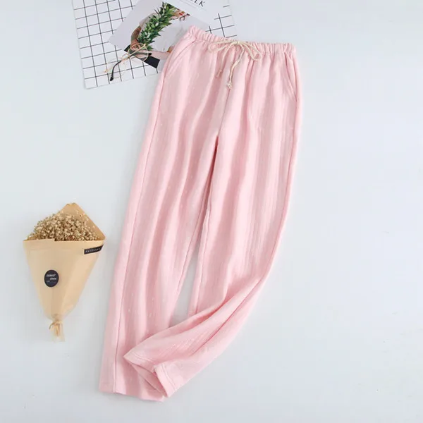 Fdfklak продукт Для женщин Пижама с брюками Демисезонный хлопок гостиная брюки пижамные штаны 7 видов стилей Пижамные брюки - Цвет: pink snowflake
