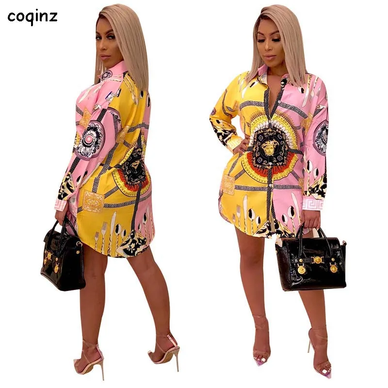 summer dress 2019 sexy club print shirt dress women casual bodycon maxi t shirt dresses woman party night runway dress 1790