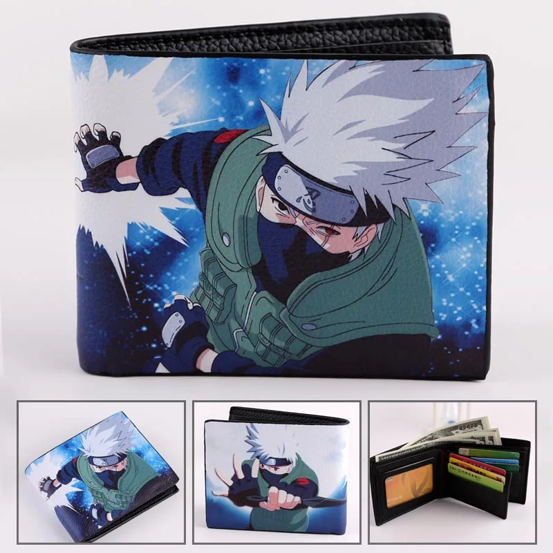 Naruto-01 Аниме Наруто, японское вурдалак, атака на Титанов Тоторо, Haikyuu, кошелек, PU сумочка с принтом, кожа, Двойные Короткие держатели, слойная сумка для карт - Цвет: Naruto-01