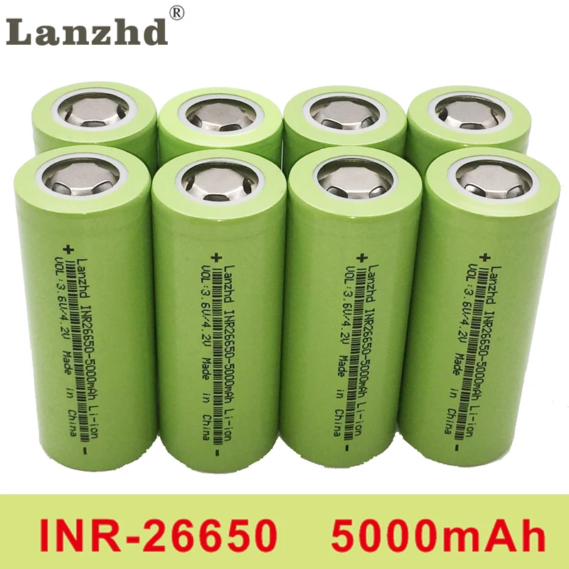 

1-8PCS New 26650 rechargeable battery 50A lithium battery, 3.7V 5000mA 26650-50A INR26650 battery 26650 Suitable for flashlight