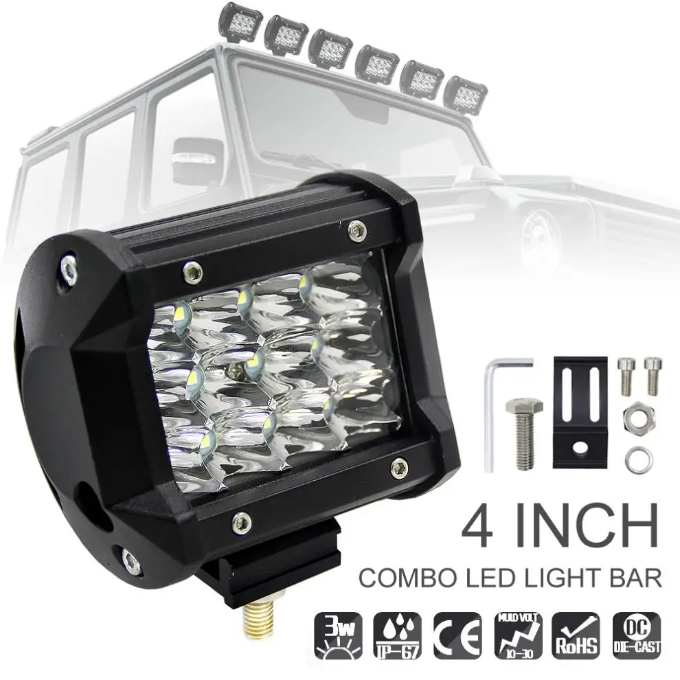 4 Pollici Impermeabile 36W 5500Lm Modificato Auto Top Ha Condotto La Luce Con Tre Righe Luce Del Punto Del Riflettore Bar Per Off-Road Auto Pick-Up Wa