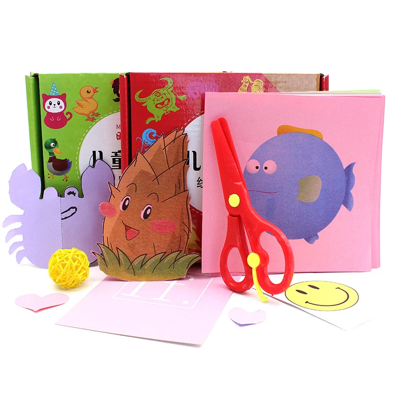 1 комплект, детские цветные бумажные складные и режущие игрушки с рисунками из мультфильмов/Детские художественные поделки kingergarden, развивающие игрушки, тип, случайный цвет