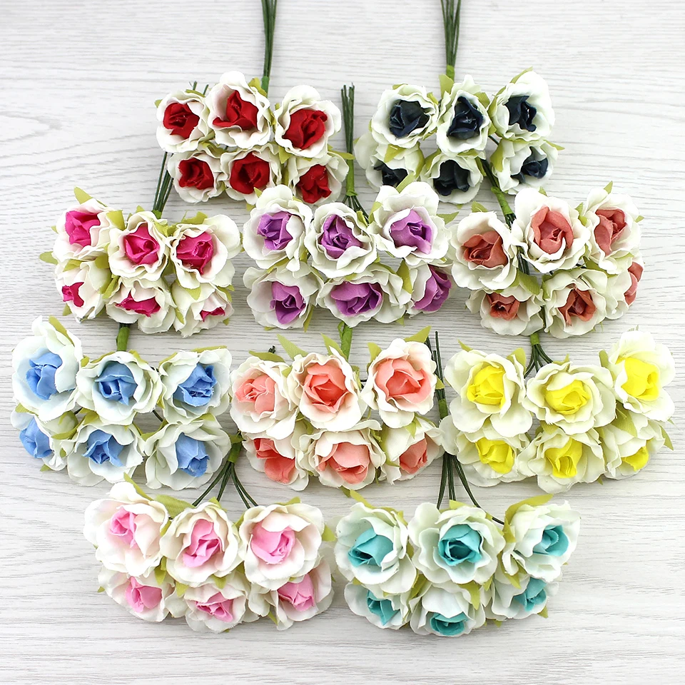 2cm Mini Rose Artificial flower Bouquet silk flowers For DIY Wreath