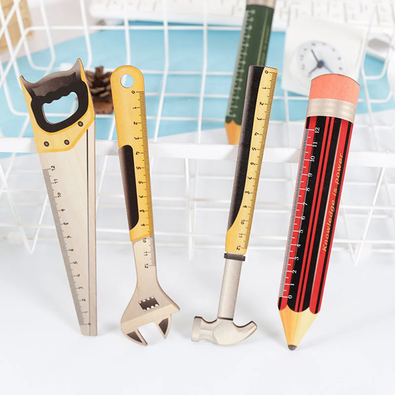 wooden tool pencil shape ruler measuring tool 12cm drawing measuring template